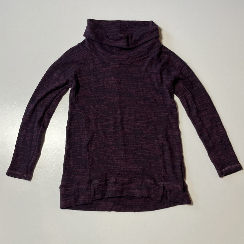 Aerie Womens Cowl‎ Neck Sweater Purple Space Dye Marl Knit Long Sleeve Top Small